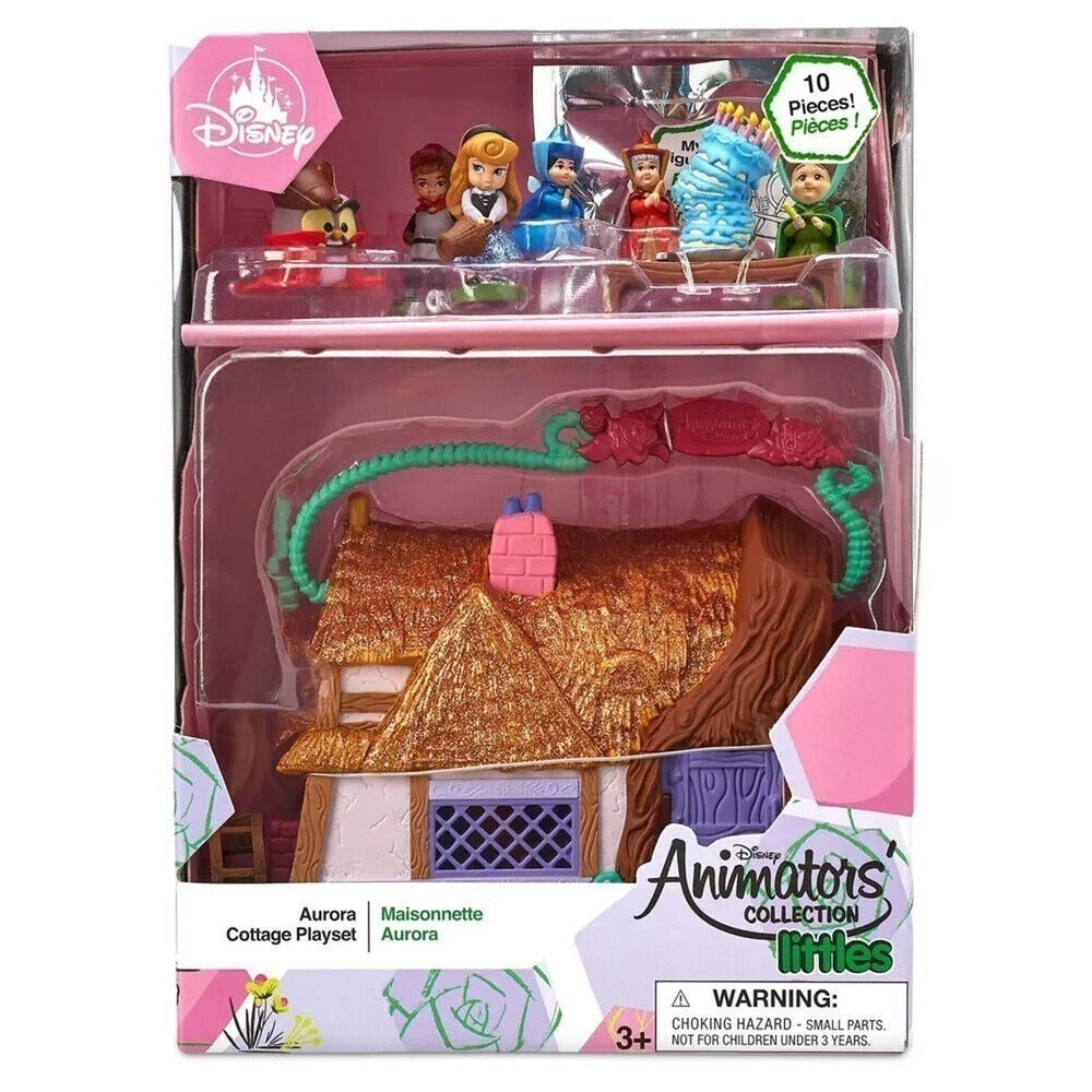 Disney Animators Collection Littles Aurora Cottage Playset Sleeping Beauty 10pcs